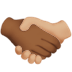 🫱🏾‍🫲🏼 handshake: medium-dark skin tone, medium-light skin tone display on Apple